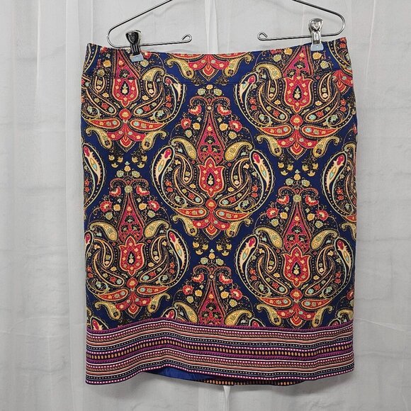 Merona Dresses & Skirts - Merona Skirt Pencil Blue Paisley Retro Festival Boho 14